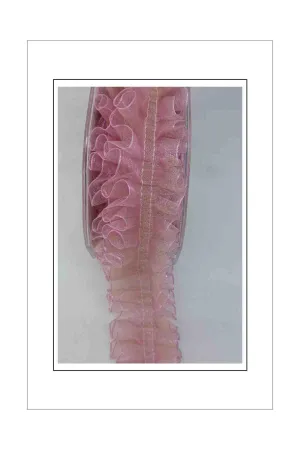 Organza Ribbon - Shot (Double Colour) - 38mm - Ruffle Pink / Pearlescent Gold