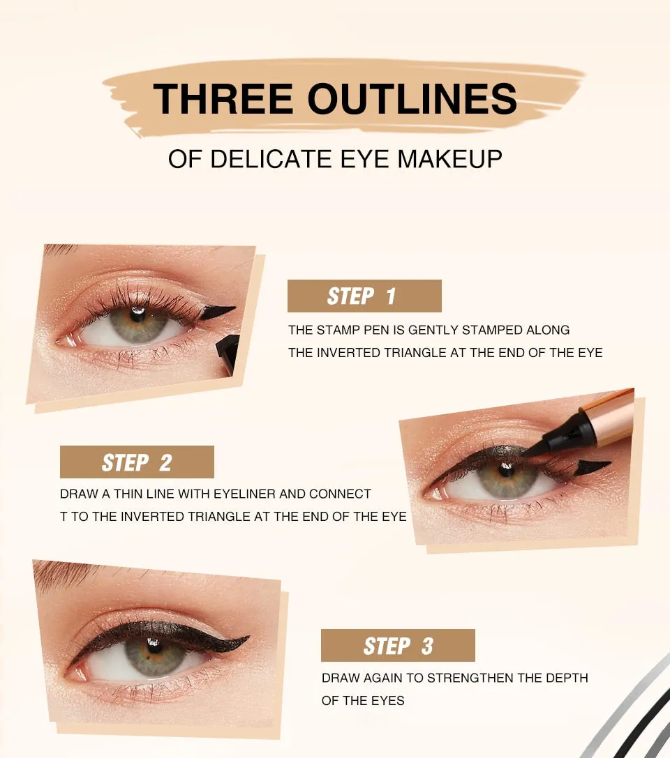 O.TWO.O Eyeliner Stamp Black Liquid Eyeliner Pen/ Waterproof Fast Dry Double-ended Eye Liner Pencil Make-up for Women