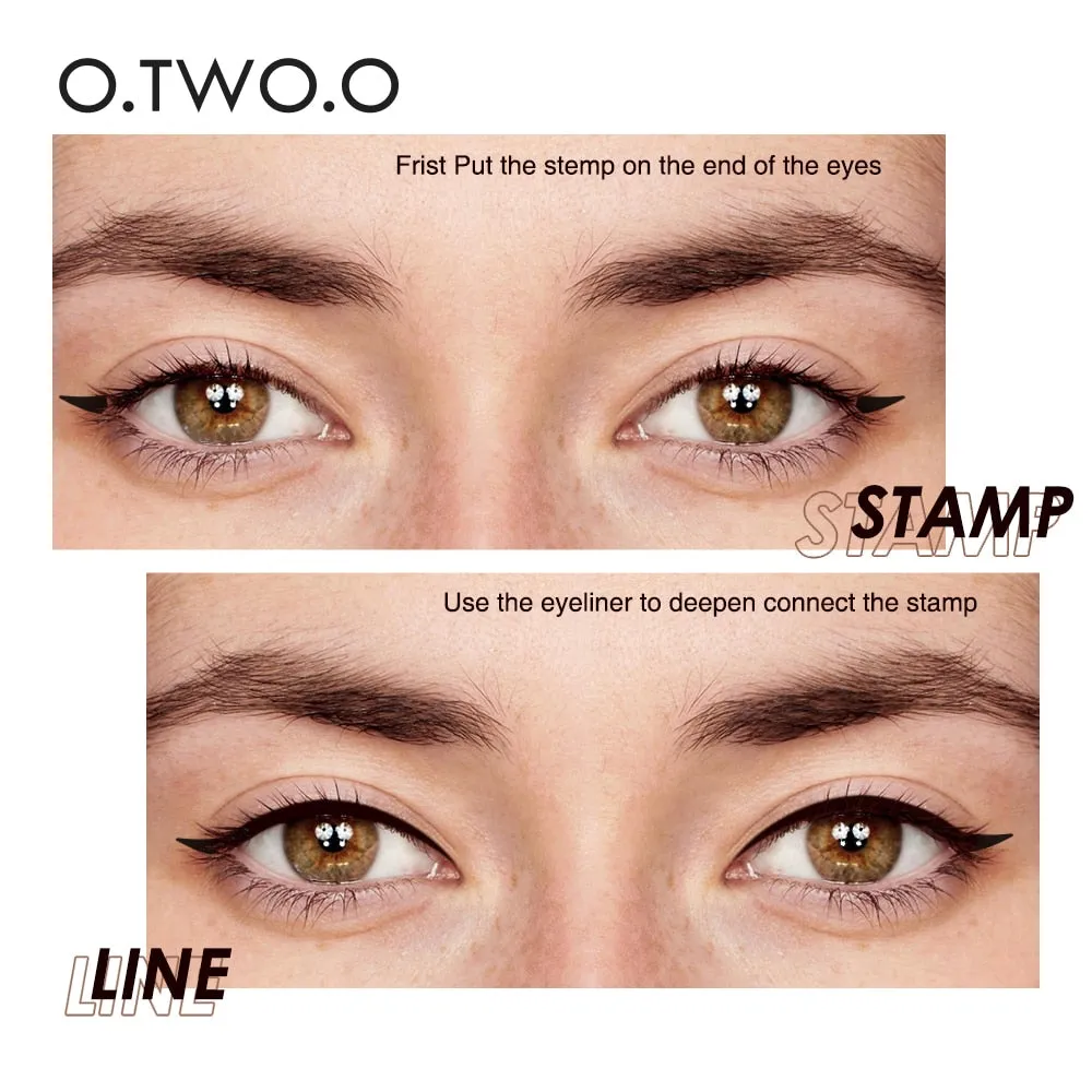 O.TWO.O Eyeliner Stamp Black Liquid Eyeliner Pen/ Waterproof Fast Dry Double-ended Eye Liner Pencil Make-up for Women