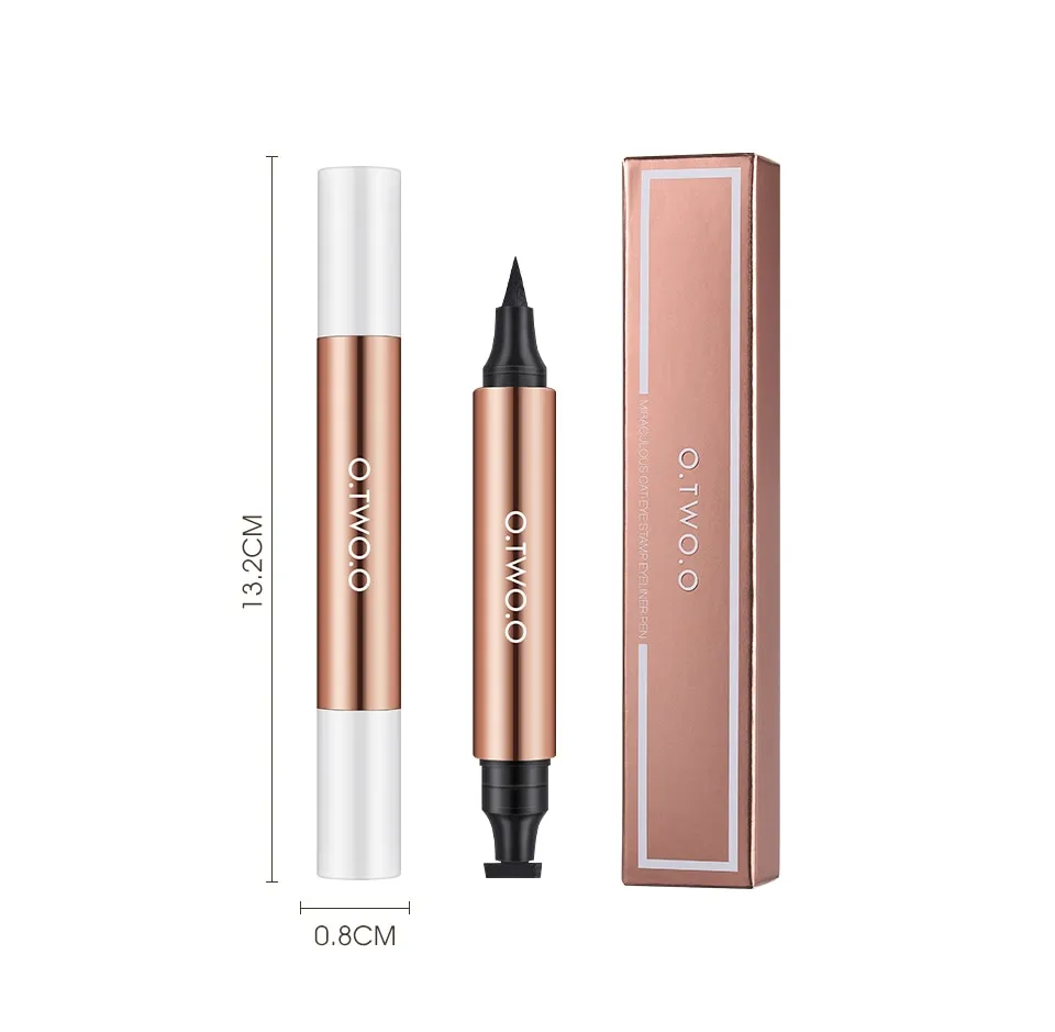 O.TWO.O Eyeliner Stamp Black Liquid Eyeliner Pen/ Waterproof Fast Dry Double-ended Eye Liner Pencil Make-up for Women