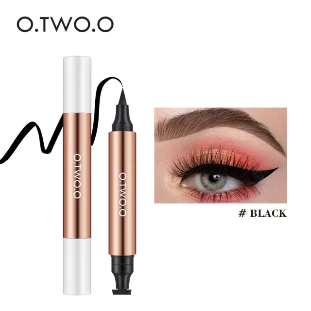 O.TWO.O Eyeliner Stamp Black Liquid Eyeliner Pen/ Waterproof Fast Dry Double-ended Eye Liner Pencil Make-up for Women