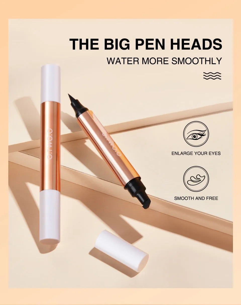 O.TWO.O Eyeliner Stamp Black Liquid Eyeliner Pen/ Waterproof Fast Dry Double-ended Eye Liner Pencil Make-up for Women