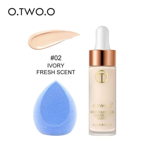O.TWO.O Matte Liquid Foundation Makeup Base Primer Face Cream Full Cover Concealer With Makeup Sponge Blender Makeup Set