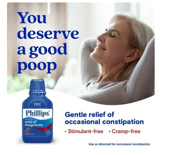Phillips' Wild Cherry Milk of Magnesia Liquid Magnesium Laxative, 12 oz