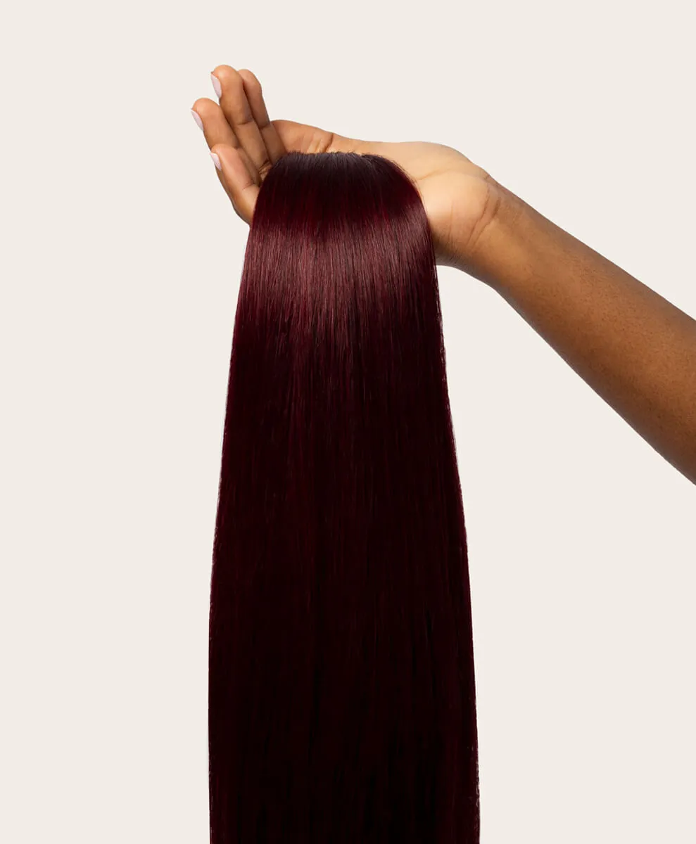 Plum Red, 20" Single Seamless Clip-In Weft, 30g