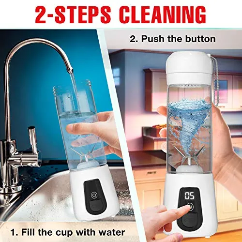 Portable Blender Lacomri – Powerful Crusher for Frozen Fruits and Veggies – Travel Blender – Cordless Blender – Portable Blender USB Rechargeable – Personal Blender – Mini Blender with Stainless-Steel Blades – Ideal for Healthy Juices and Smoothies