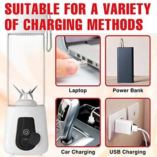 Portable Blender Lacomri – Powerful Crusher for Frozen Fruits and Veggies – Travel Blender – Cordless Blender – Portable Blender USB Rechargeable – Personal Blender – Mini Blender with Stainless-Steel Blades – Ideal for Healthy Juices and Smoothies