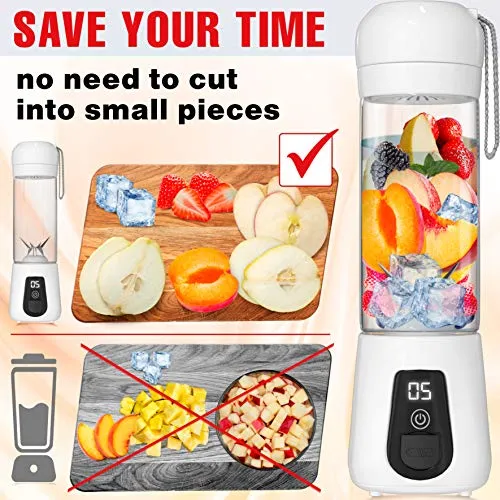 Portable Blender Lacomri – Powerful Crusher for Frozen Fruits and Veggies – Travel Blender – Cordless Blender – Portable Blender USB Rechargeable – Personal Blender – Mini Blender with Stainless-Steel Blades – Ideal for Healthy Juices and Smoothies