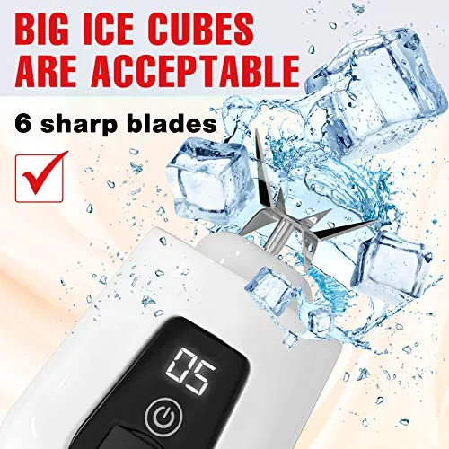 Portable Blender Lacomri – Powerful Crusher for Frozen Fruits and Veggies – Travel Blender – Cordless Blender – Portable Blender USB Rechargeable – Personal Blender – Mini Blender with Stainless-Steel Blades – Ideal for Healthy Juices and Smoothies