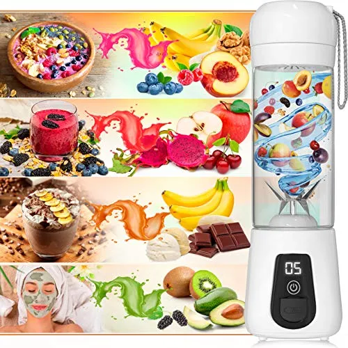 Portable Blender Lacomri – Powerful Crusher for Frozen Fruits and Veggies – Travel Blender – Cordless Blender – Portable Blender USB Rechargeable – Personal Blender – Mini Blender with Stainless-Steel Blades – Ideal for Healthy Juices and Smoothies