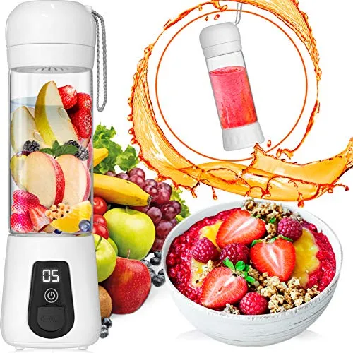 Portable Blender Lacomri – Powerful Crusher for Frozen Fruits and Veggies – Travel Blender – Cordless Blender – Portable Blender USB Rechargeable – Personal Blender – Mini Blender with Stainless-Steel Blades – Ideal for Healthy Juices and Smoothies