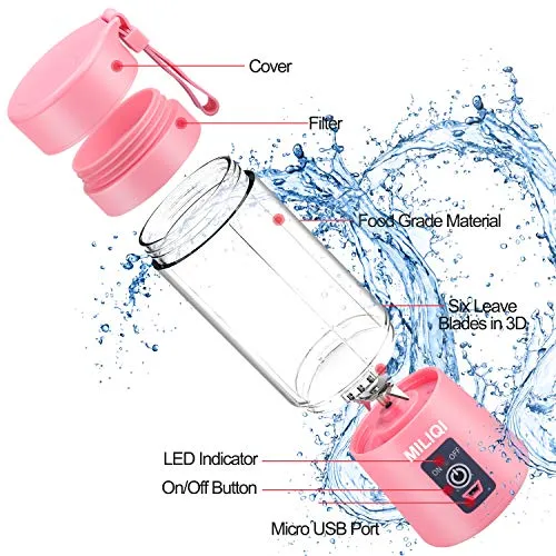 Portable Blender, Smoothies Personal Blender Mini Shakes Juicer Cup USB Rechargeable