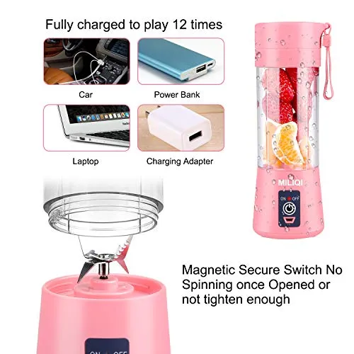 Portable Blender, Smoothies Personal Blender Mini Shakes Juicer Cup USB Rechargeable
