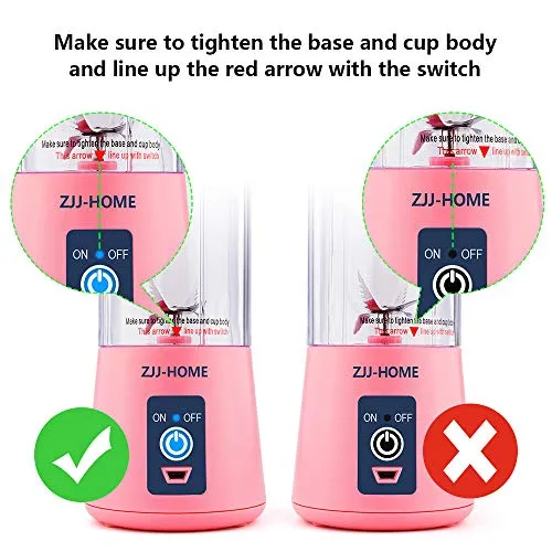 Portable Blender,Zjj-Home Smoothie Blender-Six Blades in 3D, Mini Travel Personal Blender with USB Rechargeable Batteries,Household Fruit Mixer,Detachable Cup ,USB Juicer Cup 380ml (FDA BPA free) (pink)