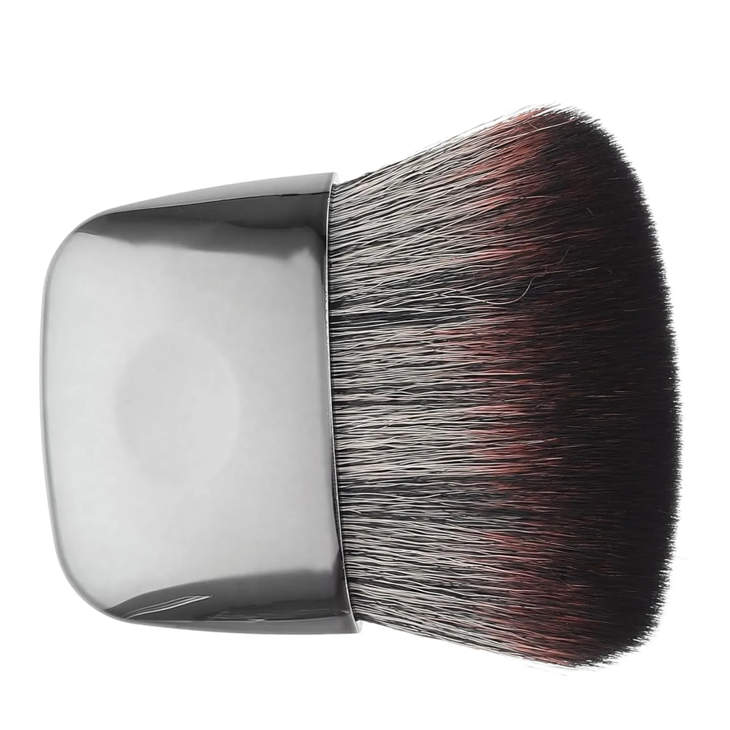 Portable Mini Makeup Brush Electroplated Flat Top Blush and Foundation Tool for Seamless Blending for Loose Powder and Travel Compact Cosmetic Applicator for Women