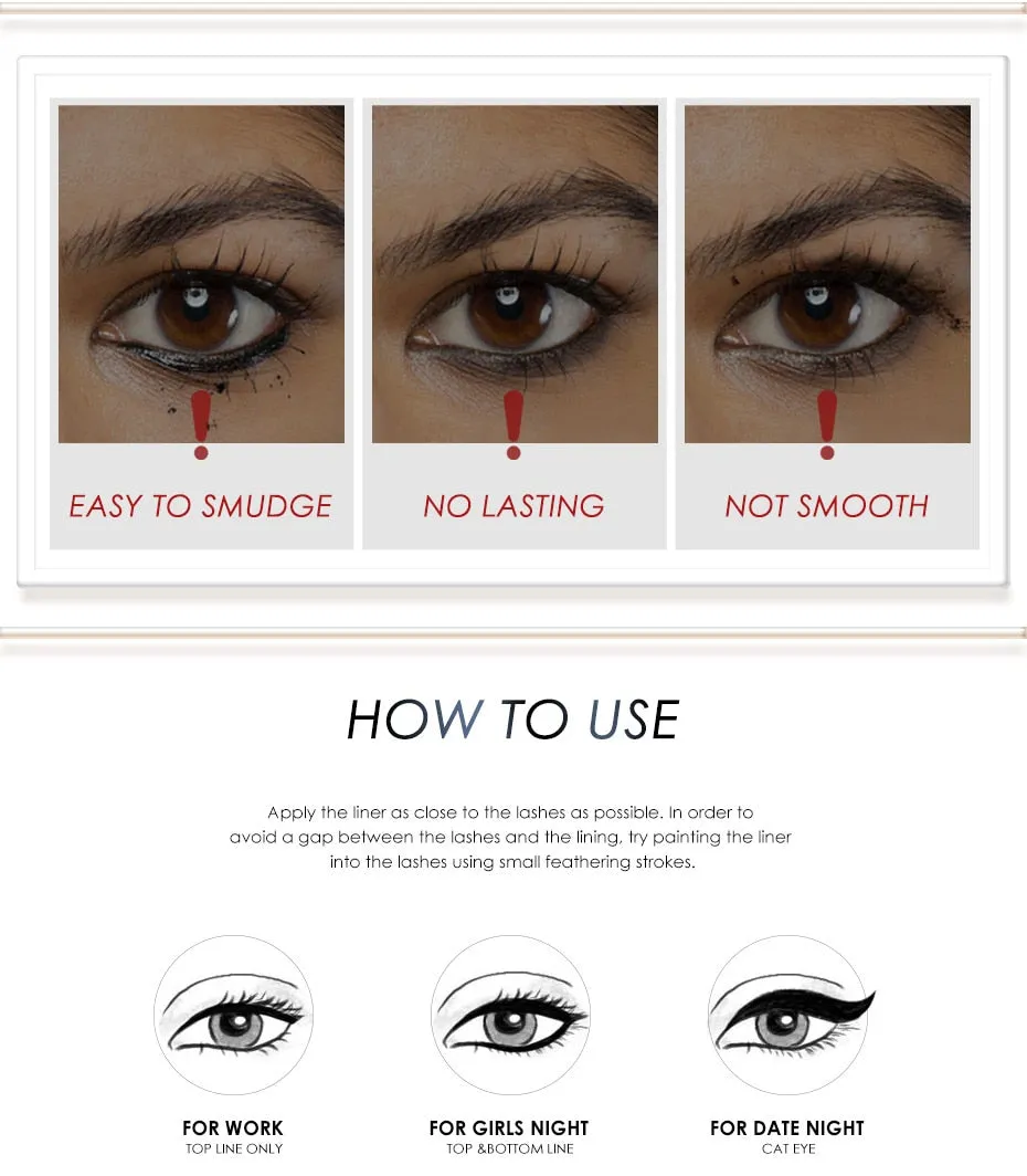 Professional Liquid Makeup Eyeliner Pencil 24 Hours Long Lasting Water-Proof