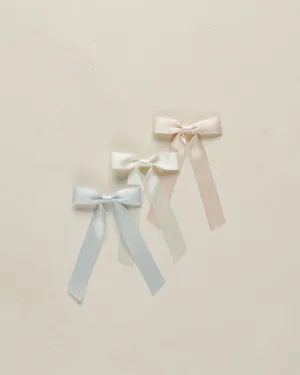 Satin Ribbon Bow - Blush, Ivory, Powder Blue