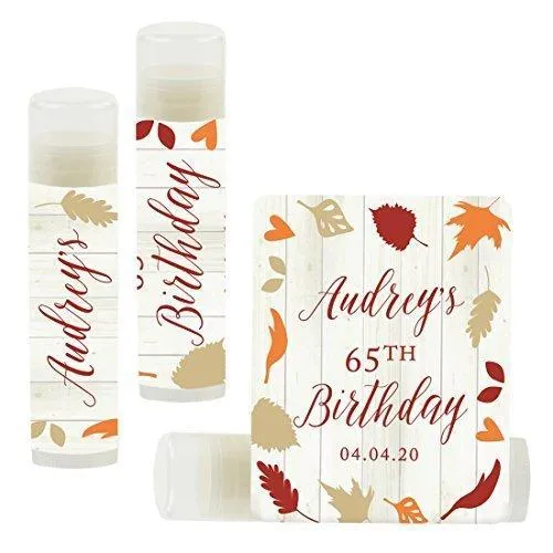 Set of 12 Personalized Milestone Birthday Party Lip Balm Party Favors, Custom Name and Date