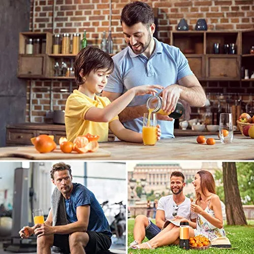 Smoothie Blender, LOZAYI Portable Blender Travel USB Rechargeable Juicer Cup for Shakes and Smoothies, Cordless Small Personal Blender Fruit Mixer Mini Blender with Led Displayer for Outdoor Travel Home Office (Orange)