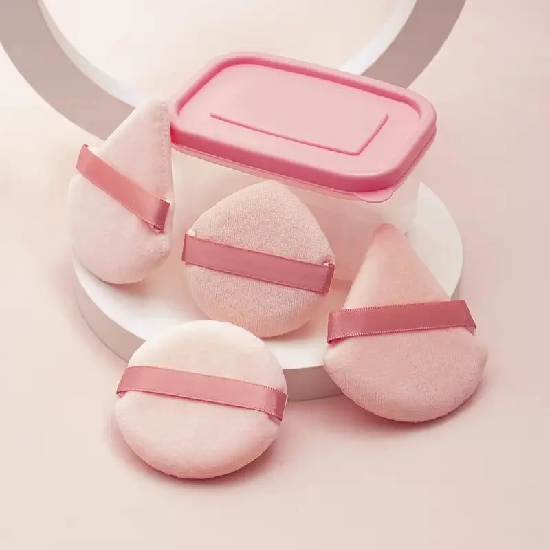Strawberry Pudding Loose Puff Box With 4pcs Cotton Puff | Blending For Loose Powder | Mineral Body Powder