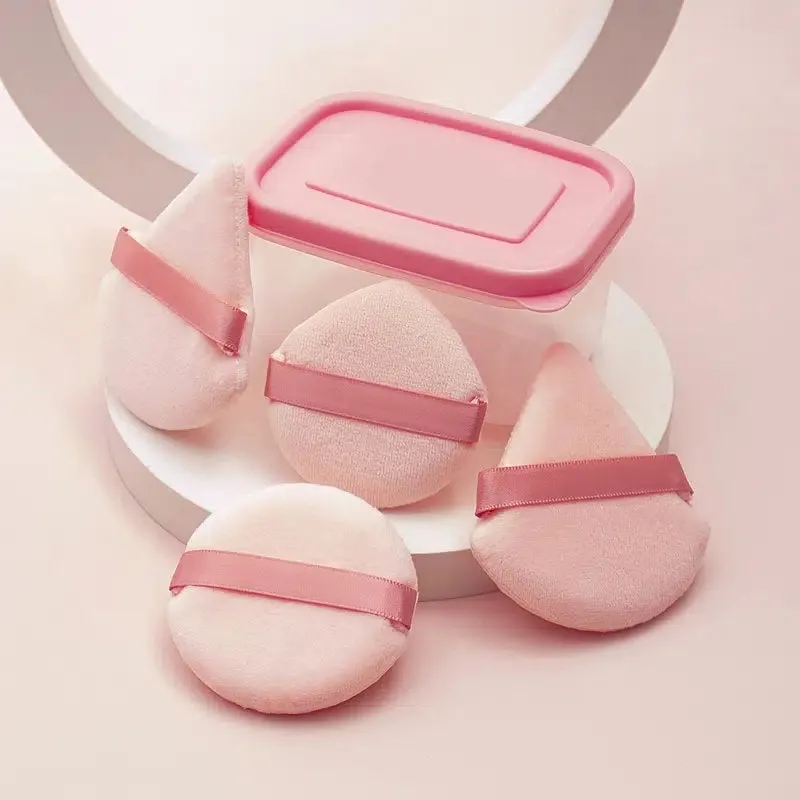 Strawberry Pudding Loose Puff Box With 4pcs Cotton Puff | Blending For Loose Powder | Mineral Body Powder