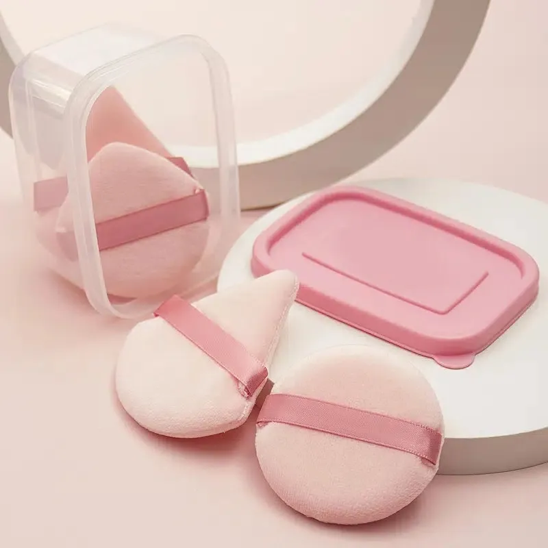 Strawberry Pudding Loose Puff Box With 4pcs Cotton Puff | Blending For Loose Powder | Mineral Body Powder