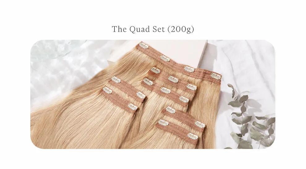 Subtle Brunette Highlighted, 16" Quad Clip-In Hair Extensions, PP2/6 | 200g