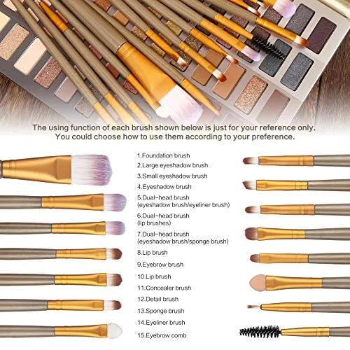 UCANBE 60 Colors Naked Eyeshadow Palette   15Pcs Makeup Brush Set, All in One Nude Neutral Smokey Makeup Pallet with Brushes Tools, Pigmented Warm Matte Shimmer Powder Eye Shadows Cosmetic Halloween Beauty Kit