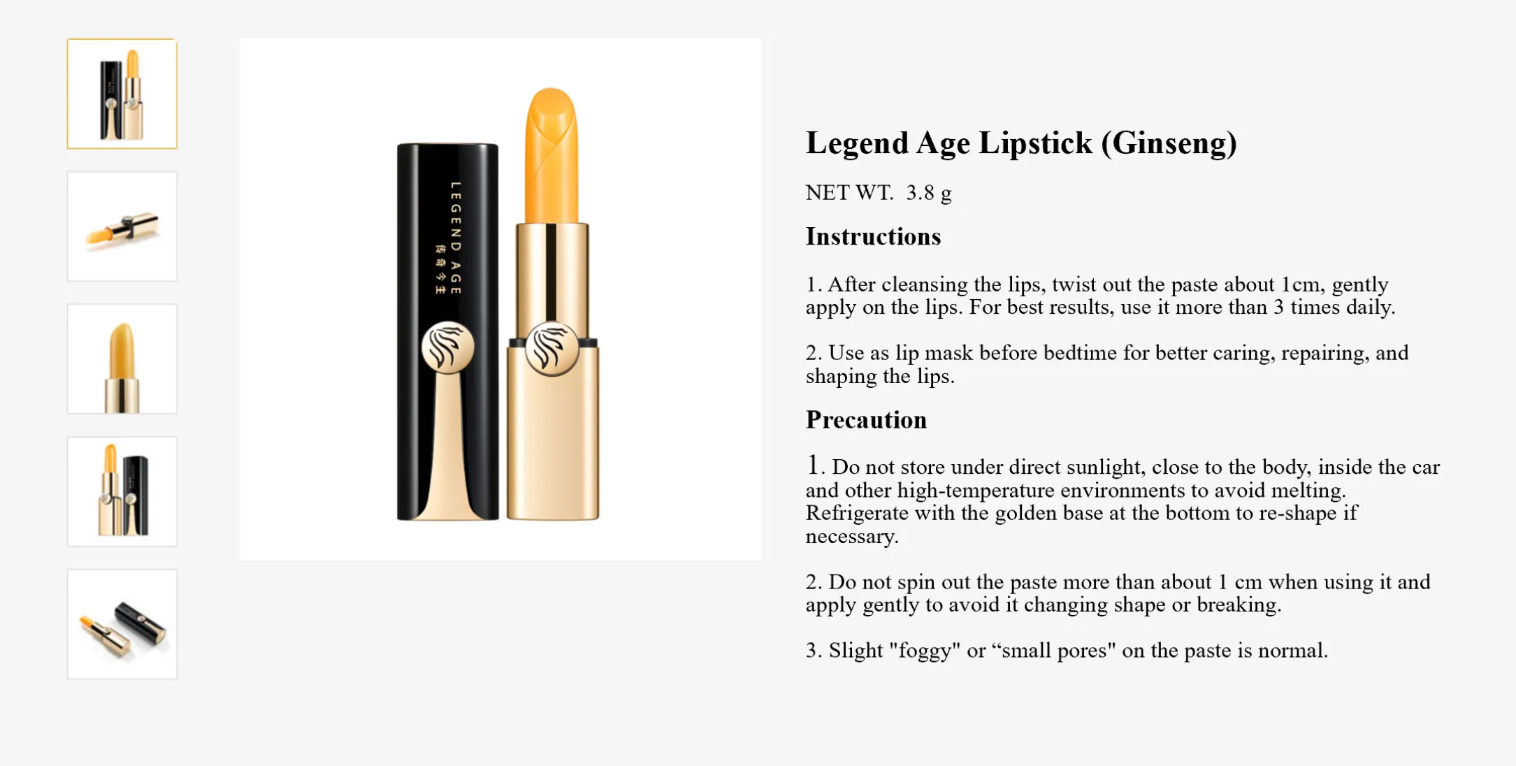 Value Sets: Legend Age Lipsticks & Lipsticks (Ginseng) sale | Lip Care | Lip Anti-aging |