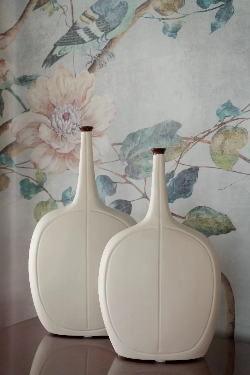 Vence Tall Vase / Blanc de Chine and Dark Amber