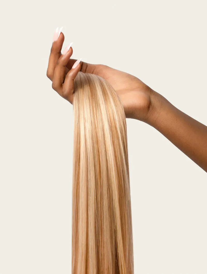 Warm Blonde Highlighted, 20" Single Seamless Clip-In Weft, F60/27A | 30g