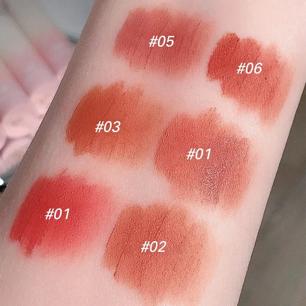 Yeknu Cute Bear Velvet Lip Gloss Girl's Matte Lip Glaze Waterproof Lasting Chestnut Red-brown Lip Mud Korean Makeup Liquid Lipsticks