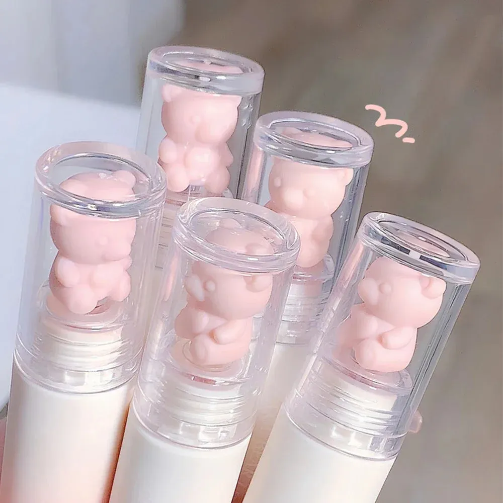 Yeknu Cute Bear Velvet Lip Gloss Girl's Matte Lip Glaze Waterproof Lasting Chestnut Red-brown Lip Mud Korean Makeup Liquid Lipsticks