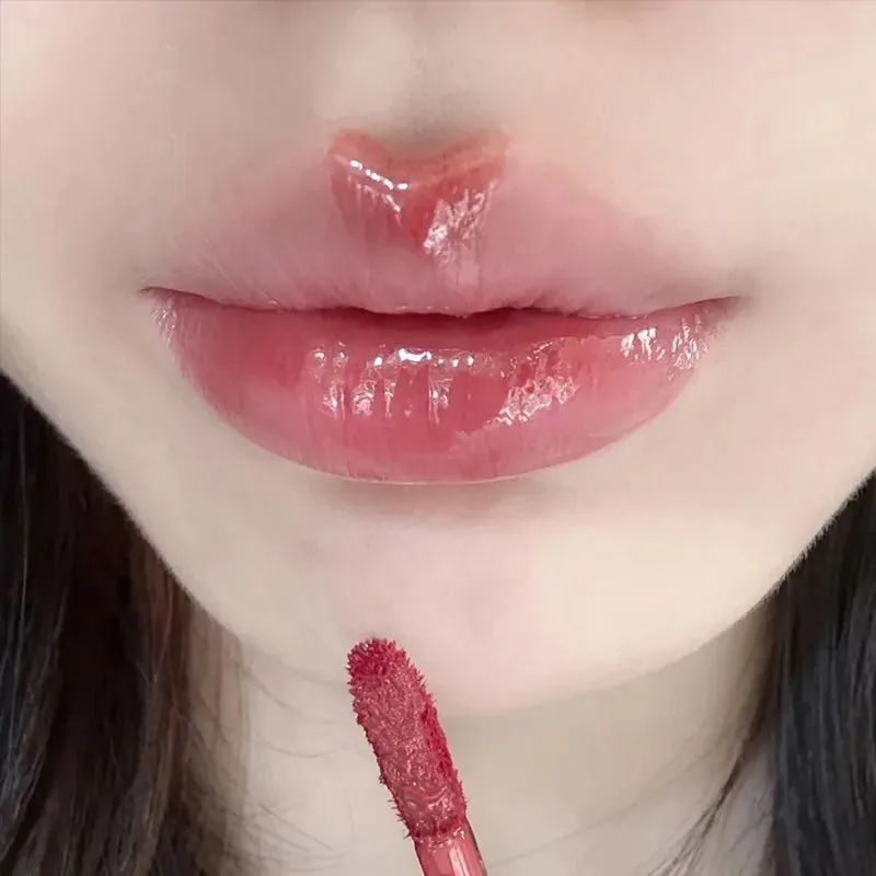 Yeknu Liquid Lipstick Crystal Glossy Lip Glaze Mirror Cute Bear Lip Gloss Waterproof Transparent Nude Lip Girls Makeup Korean Makeup