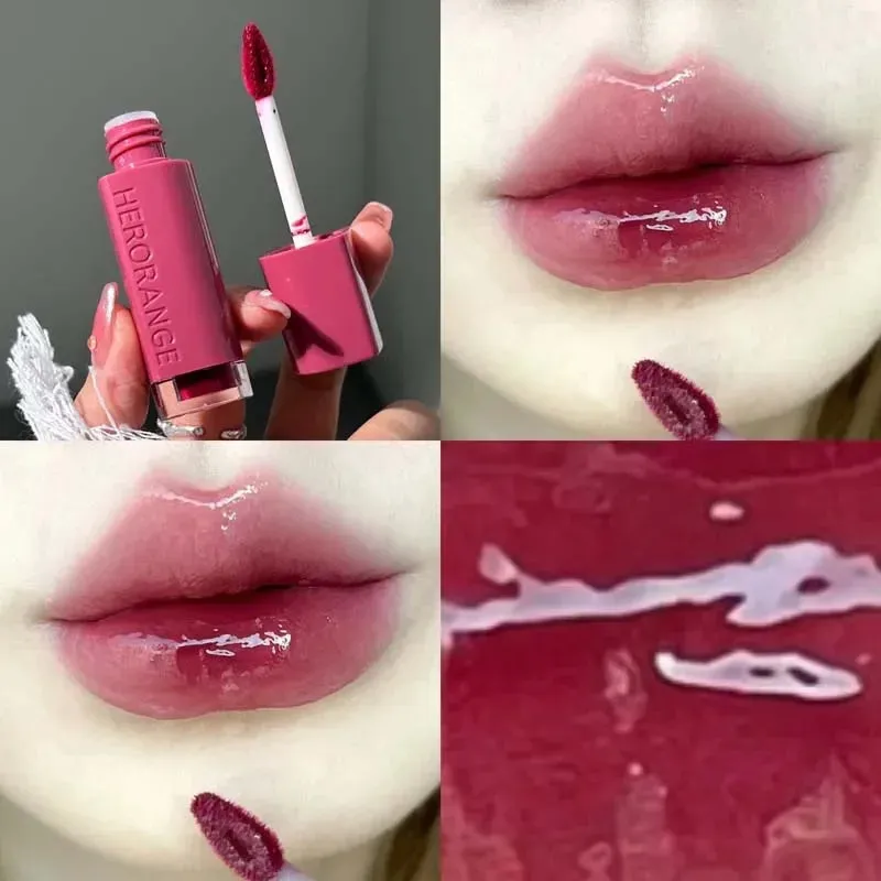 Yeknu Mirror Lip Gloss Lip Glaze Transparent Glass Lasting Moisturizing Waterproof Liquid Lipsticks Sexy Red Lips Cosmetics 6 Colors