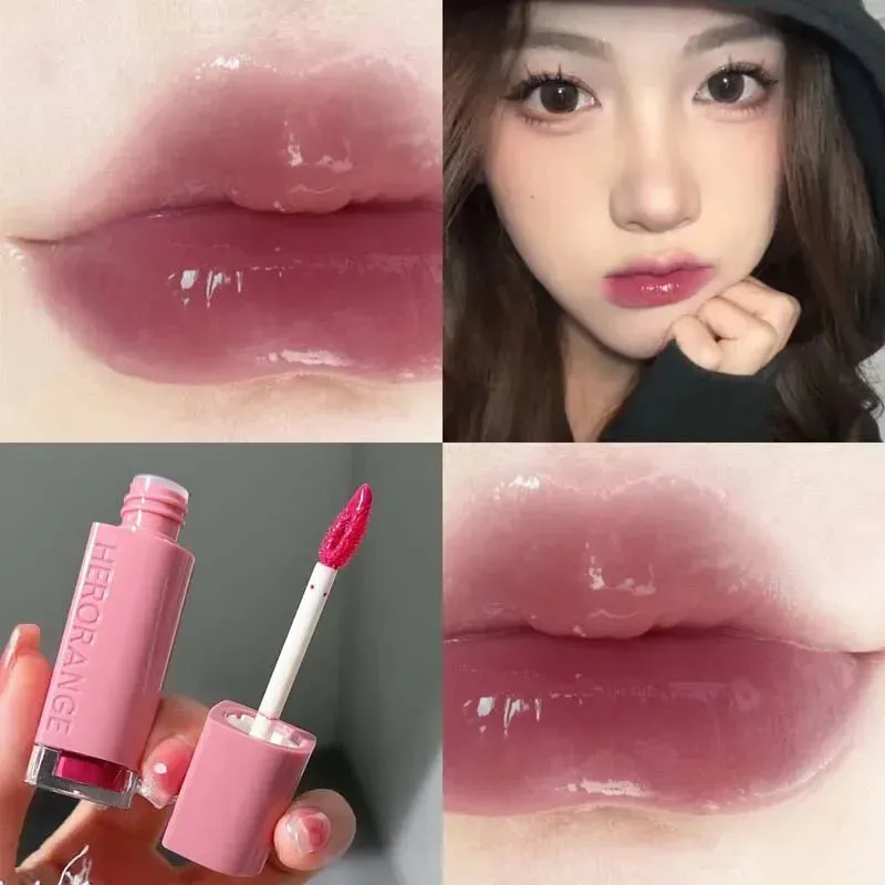 Yeknu Mirror Lip Gloss Lip Glaze Transparent Glass Lasting Moisturizing Waterproof Liquid Lipsticks Sexy Red Lips Cosmetics 6 Colors