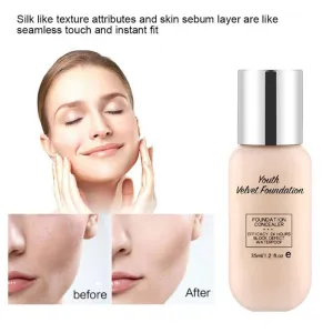 Youth Velvet Foundation Concealer Lasting Waterproof Whitening Breathable Concealer Moisturizing Breathable Matte Base Make Up