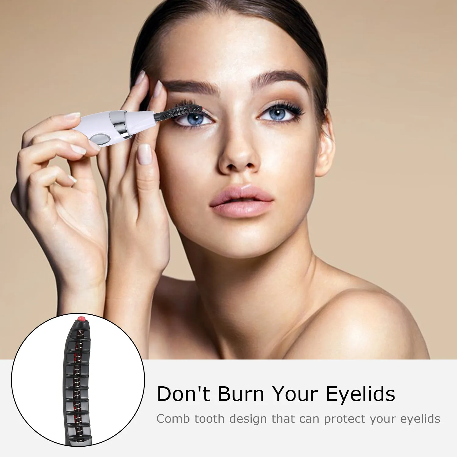 ZLIME Heated Mini Eyelash Curler Electric Eyelash Curler Eye Lashes Curling Comb USB Rechargeable